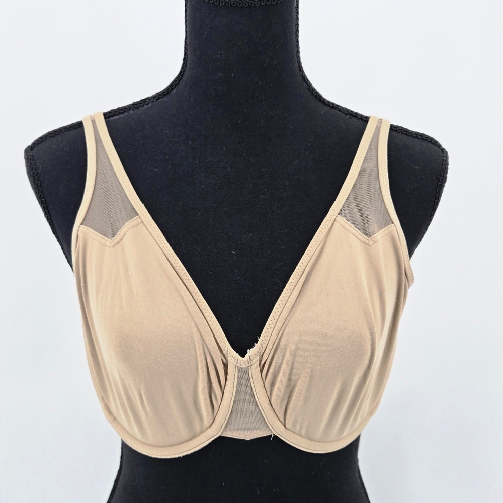 Wacoal Body By 2.0 Underwire Mesh Trim Seamless Unlined Beige Nude Bra 36DD GUC
